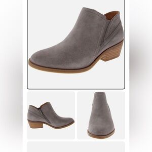 Lucky brand Fionan suede Titanium colored heeled booties size 7